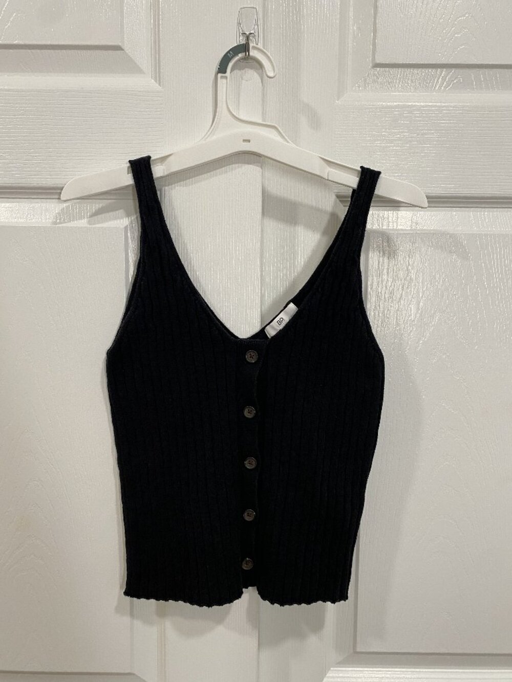 Black Buttoned Vest Top